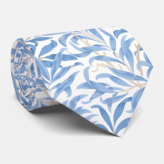 PixDezines William Morris Willow Bough Azure Blue Stropdas (Opgerold)