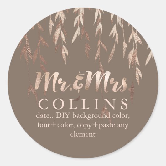 PixDezines Willow/Faux Roos Gold/DIY achtergrond Ronde Sticker (Voorkant)