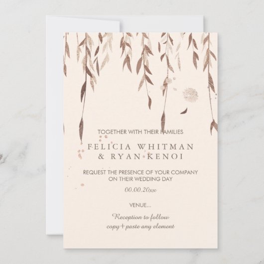 PixDezines Willow/Faux Roze Gold/DIY achtergrond Kaart (Achterkant)