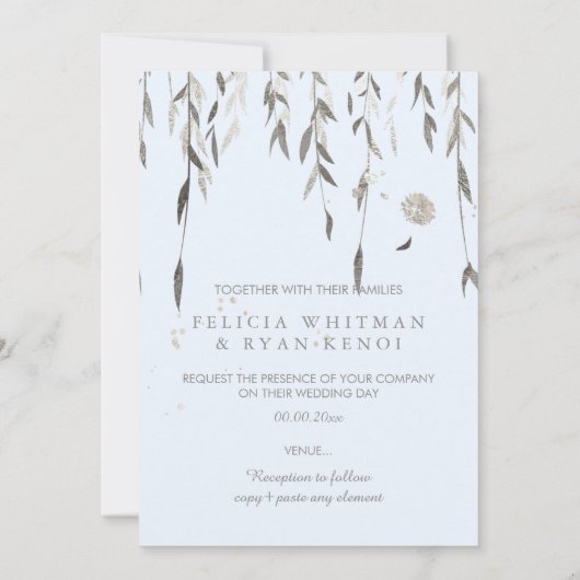 PixDezines Willow/Faux Silver/DIY achtergrond Kaart (Achterkant)