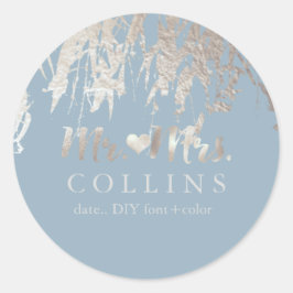 PixDezines Willow/Faux Zilveren Folie/DIY achtergr Ronde Sticker