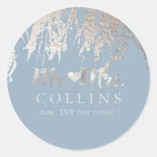 PixDezines Willow/Faux Zilveren Folie/DIY achtergr Ronde Sticker