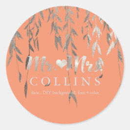 PixDezines Willow/Faux Zilveren Folie/DIY achtergr Ronde Sticker