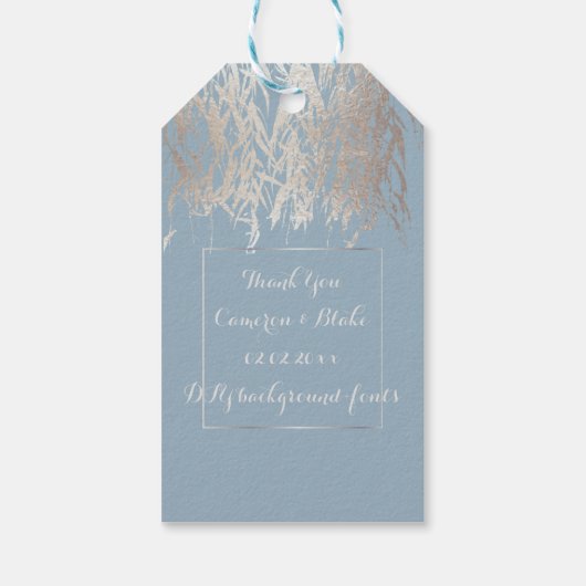 PixDezines Willow Leaves Zilver/DIY achtergrond Cadeaulabel (Achterkant)