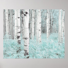 PixDezines Winter Berkenbos Blauwe Varens Bed Poster