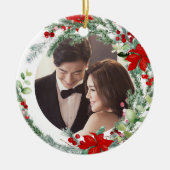 PixDezines Winter Wreath, Eerste Kerstmis Keramisch Ornament (Voorkant)