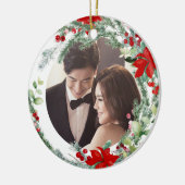 PixDezines Winter Wreath, Eerste Kerstmis Keramisch Ornament (Links)