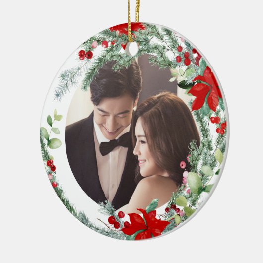 PixDezines Winter Wreath, Eerste Kerstmis Keramisch Ornament (Links)