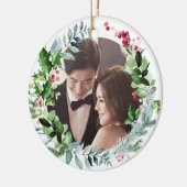 PixDezines Winterkrans, Eerste kerstdag Keramisch Ornament (Links)