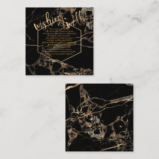 PixDezines Wishing Well/Black Marble Gold Veins Informatiekaartje (Voorkant / Achterkant)