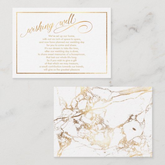 PixDezines Wishing Well/Marble /White+Gold Informatiekaartje (Voorkant / Achterkant)