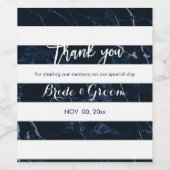 PixDezines Wit/Blauw Marmer Strepen Wijn Etiket (Enkel label)