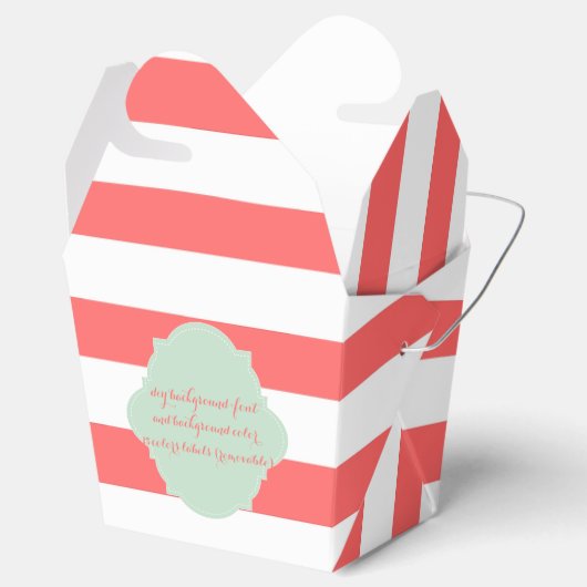 PixDezines Wit + Koraal Oranje strepen Bedankdoosjes (Geopend)