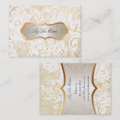 PixDezines  WIT-LACE/PARCHMENT Visitekaartje (Voorkant / Achterkant)