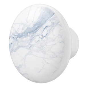 PIXDEZINES WIT MARMER+BLAUWE ADEREN KERAMISCHE KNOP