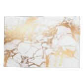 PixDezines WIT MARMER + FAUX GOUDEN ADERS Kussensloop (Achterkant-Links)