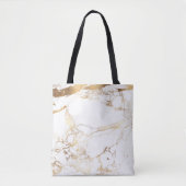 PixDezines WIT MARMER + FAUX GOUDEN ADERS Tote Bag (Voorkant)