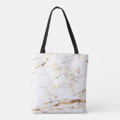 PixDezines WIT MARMER + FAUX GOUDEN ADERS Tote Bag (Achterkant)