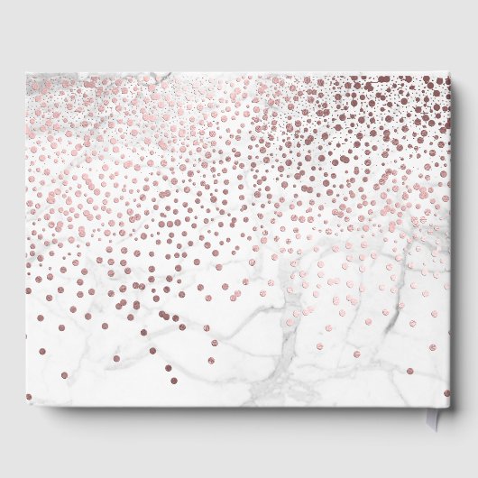 PixDezines WIT MARMER+FAUX ROOS GOUD CONFETTI Gastenboek (Achterkant)