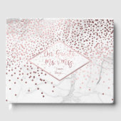 PixDezines WIT MARMER+FAUX ROOS GOUD CONFETTI Gastenboek (Voorkant)