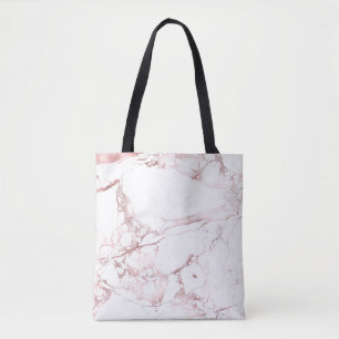 PixDezines WIT MARMER+FAUX ROSE GOUDEN ADEREN Tote Bag