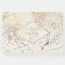 PixDezines WIT MARMER+NEP GOUDEN CONFETTI Gastenboek