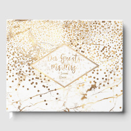 PixDezines WIT MARMER+NEP GOUDEN CONFETTI Gastenboek