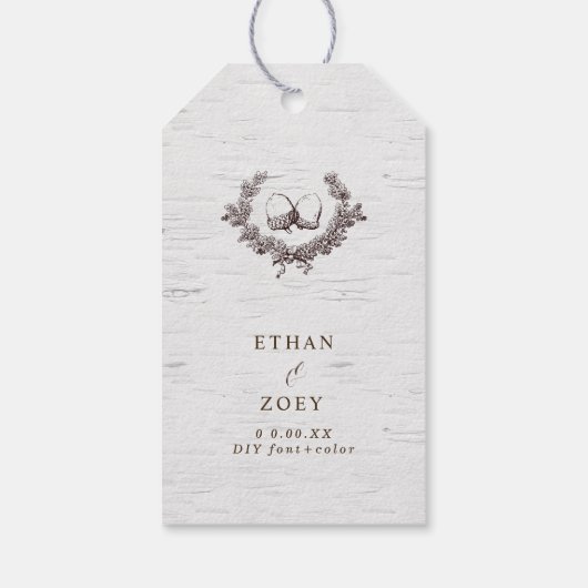 PixDezines witte berk + eikels krans Cadeaulabel (Achterkant)