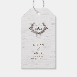PixDezines witte berken + eikenkrans Cadeaulabel