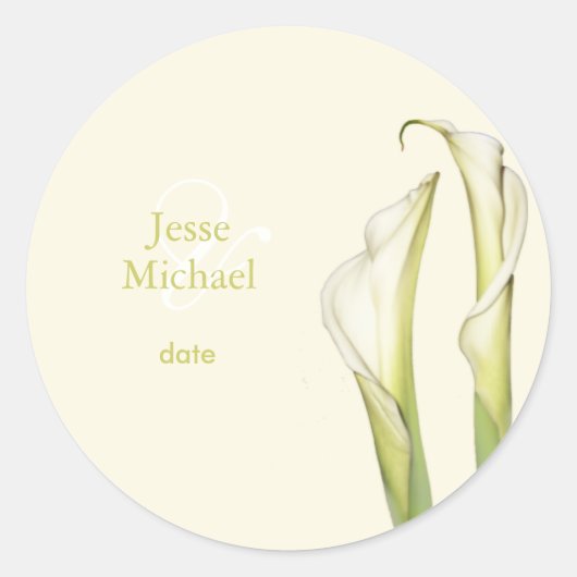 PixDezines witte calla lelies/diy achtergrond Ronde Sticker (Voorkant)