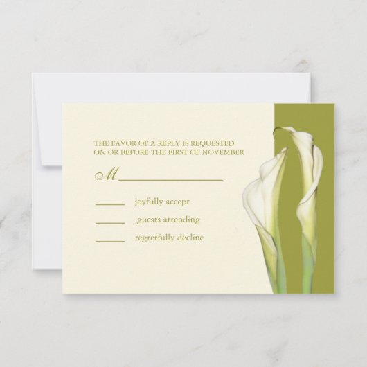 PixDezines witte calla lilies/diy background RSVP Kaartje (Achterkant)