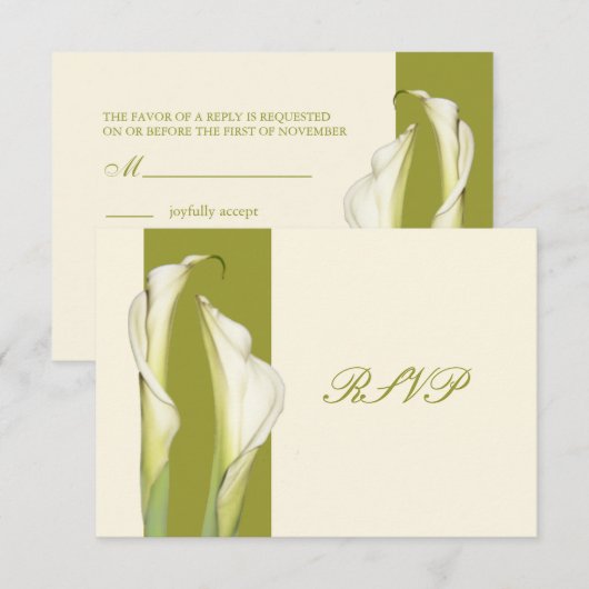 PixDezines witte calla lilies/diy background RSVP Kaartje (Voorkant / Achterkant)