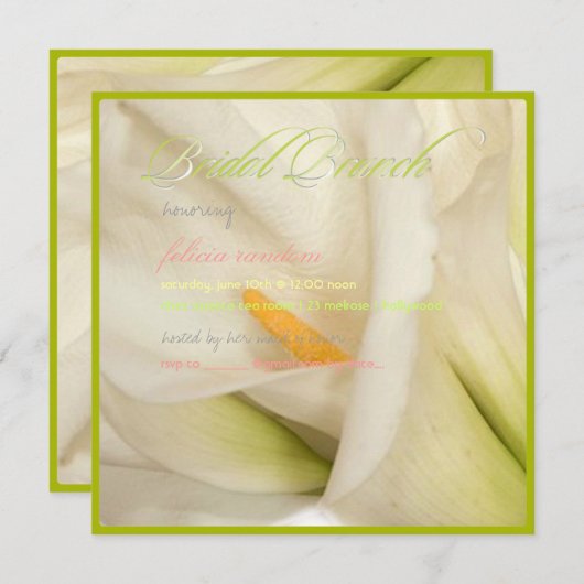 PixDezines witte calla lily/bridal brunch Kaart (Voorkant / Achterkant)