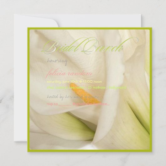 PixDezines witte calla lily/bridal brunch Kaart (Voorkant)