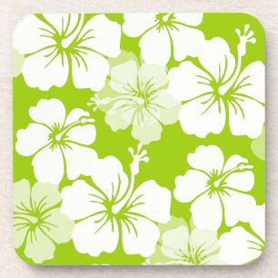 PixDezines witte hibiscus/diy achtergrond Drankjes Onderzetter