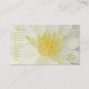 PixDezines witte lotus/waterlelie + parelende krul Visitekaartje