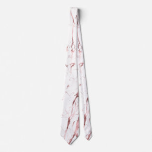 PixDezines Witte Marmer + Nagemaakte Roze Gouden A Stropdas