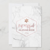 PixDezine's Witte Marmeren Bar Mitswa/Roségoud Kaart (Voorkant)