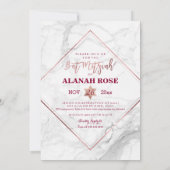 PixDezine's Witte Marmeren Bar Mitswa/Roségoud Kaart (Achterkant)