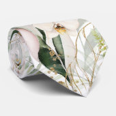 PixDezines Witte Orchideeën Groen Goud Stropdas (Opgerold)