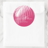 PixDezines Witte Palm Fronds, DIY achtergrond Ronde Sticker (Tas)