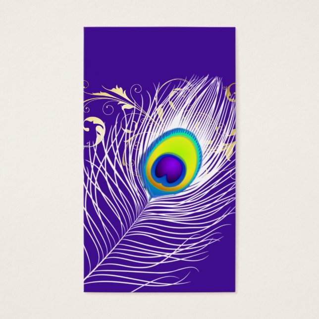 PixDezines witte pauw pluim/doe achtergrond Visitekaartje (Voorkant)