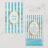 PixDezines witte strepen/aqua digitale waterverf Visitekaartje (Voorkant / Achterkant)