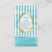 PixDezines witte strepen/aqua digitale waterverf Visitekaartje (Achterkant)