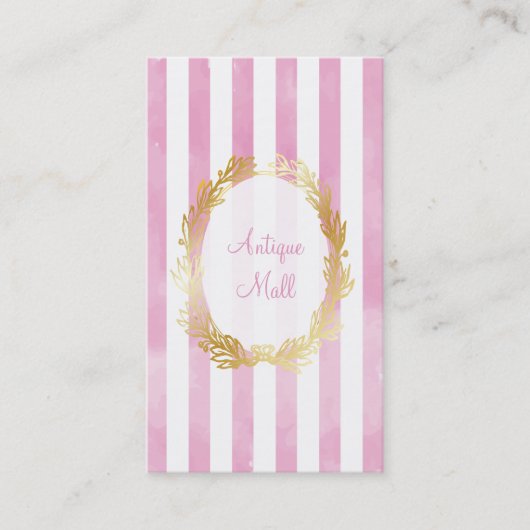 PixDezines witte strepen/roze digitale waterverf Visitekaartje (Voorkant)