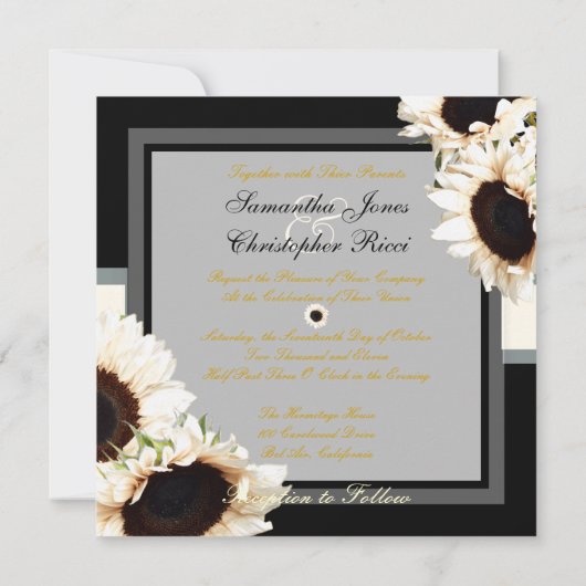 PixDezines witte zonnebloem/diy background+event! Kaart (Achterkant)