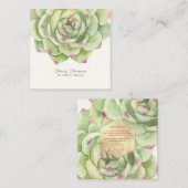 PixDezines woestijn Roos Succulente Waterverf Vierkante Visitekaartje (Voorkant / Achterkant)