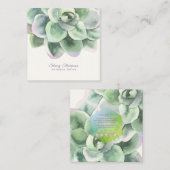 PixDezines woestijn Roos Succulente Waterverf Vierkante Visitekaartje (Voorkant / Achterkant)