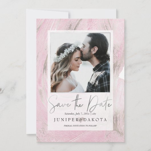 PixDezines Woestijnsteen Blush Roze Zilver Kaart (Voorkant)