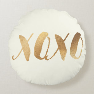 PixDezines XOXO/Faux Gold/Hearts/DIY achtergrond Rond Kussen